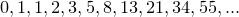 ${0,1,1,2,3,5,8,13,21,34,55,...}$