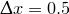 $\Updelta x=0.5$