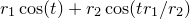 $\displaystyle  r_1 \cos (t) + r_2 \cos (t r_1 / r_2)  $