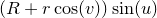 $\displaystyle  (R + r\cos (v))\sin (u)  $