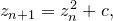 \[  z_{n+1} = z_ n^2 + c,  \]