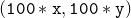 $({\tt 100*x},{\tt 100*y})$