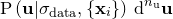 $\displaystyle  \mathrm{P}\left( \mathbf{u} | \sigma _\mathrm {data}, \left\{  \mathbf{x}_ i \right\}  \right) \, \mathrm{d}^{n_\mathrm {u}}\mathbf{u}  $